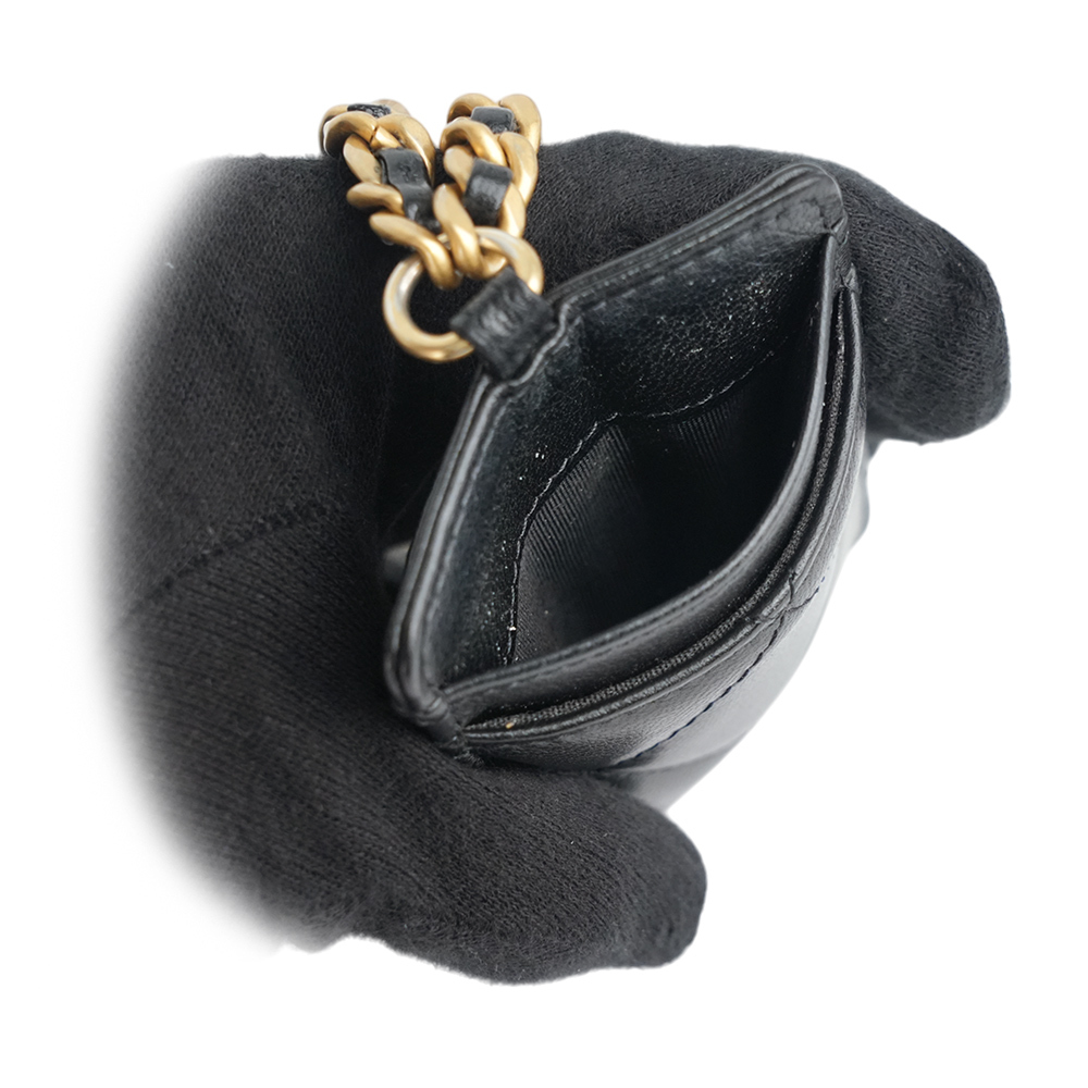【CHANEL 】19系列菱格紋小羊皮掛式證件夾/卡片夾(黑色)AP1745 B03211 94305