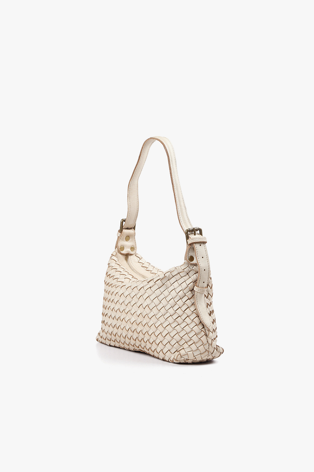 Guilia 編織付背帶小肩背包 米白