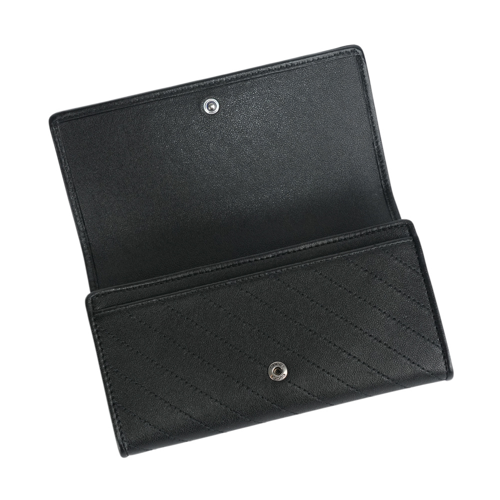 【GUCCI】Blondie GG 縫線標誌翻蓋二折長夾(黑色)760302 AACP7 1000