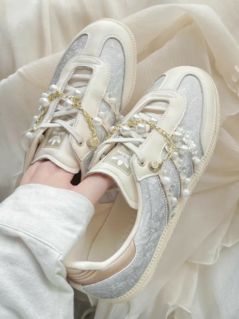 <快速出貨> ADIDAS SAMBA OG 奶茶灰蕾絲 #宋雨琦同款