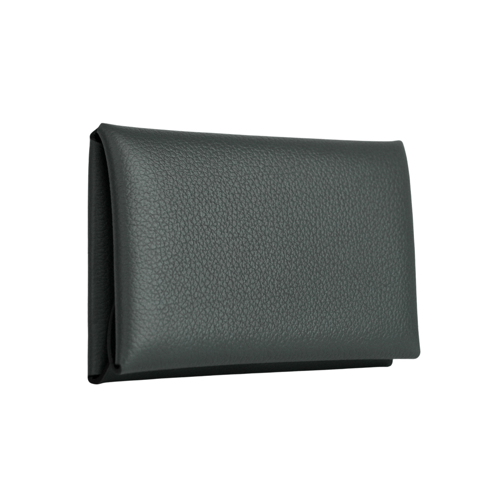 【HERMES】Calvi Duo Evercolor皮釦式卡片夾/零錢包(霧灰色)H085238CKH0