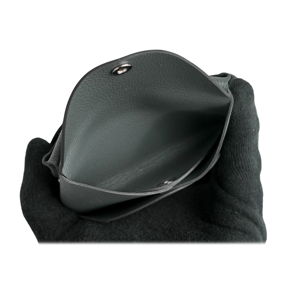 【HERMES】Calvi Duo Evercolor皮釦式卡片夾/零錢包(霧灰色)H085238CKH0