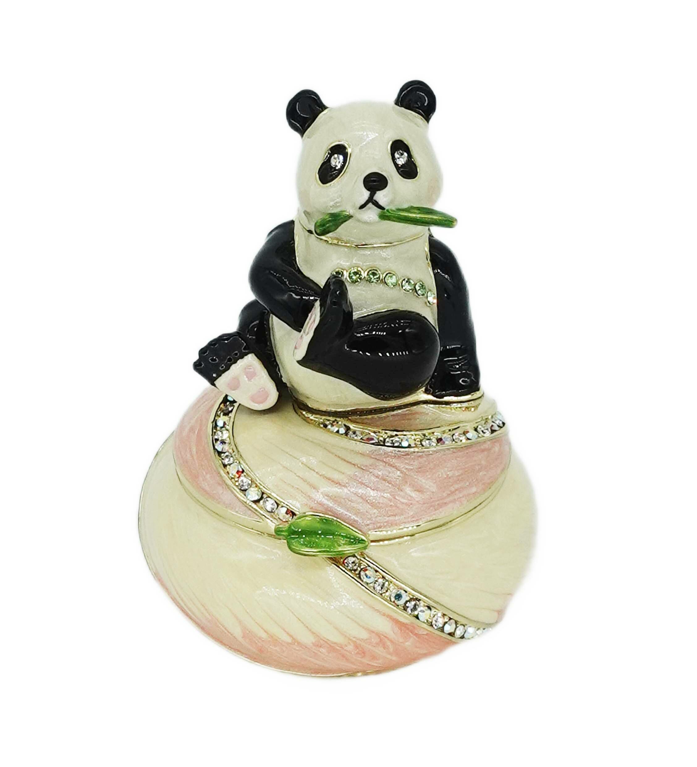 ADELINA crystal and enamel panda trinket box