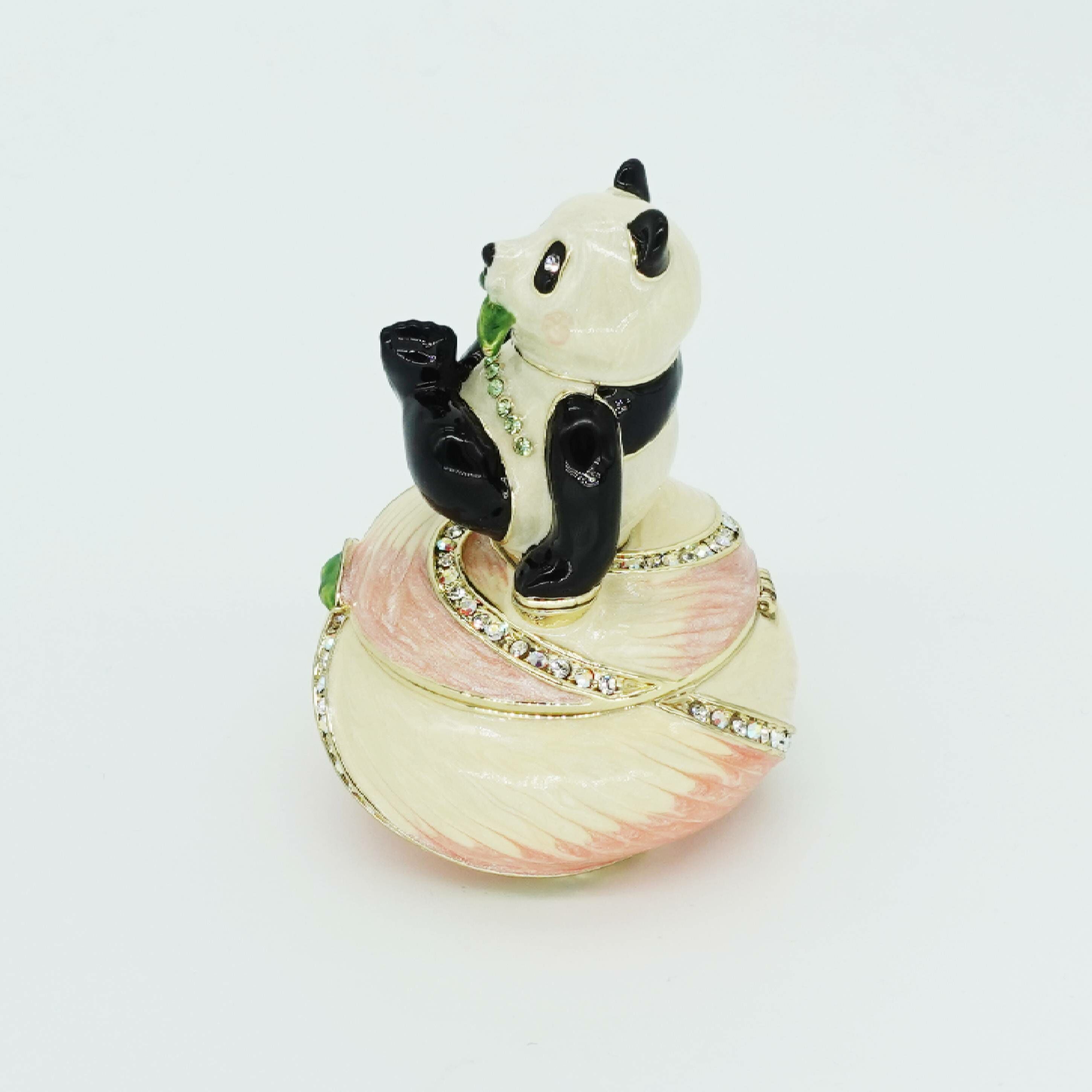 ADELINA crystal and enamel panda trinket box