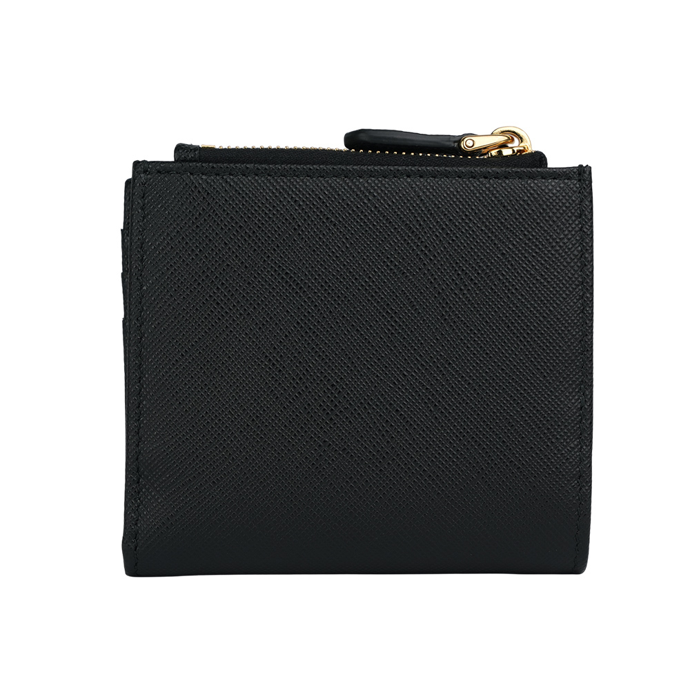 【PRADA】金字浮雕Logo 防刮牛皮卡片短夾(黑色)1ML047 QWA F0002