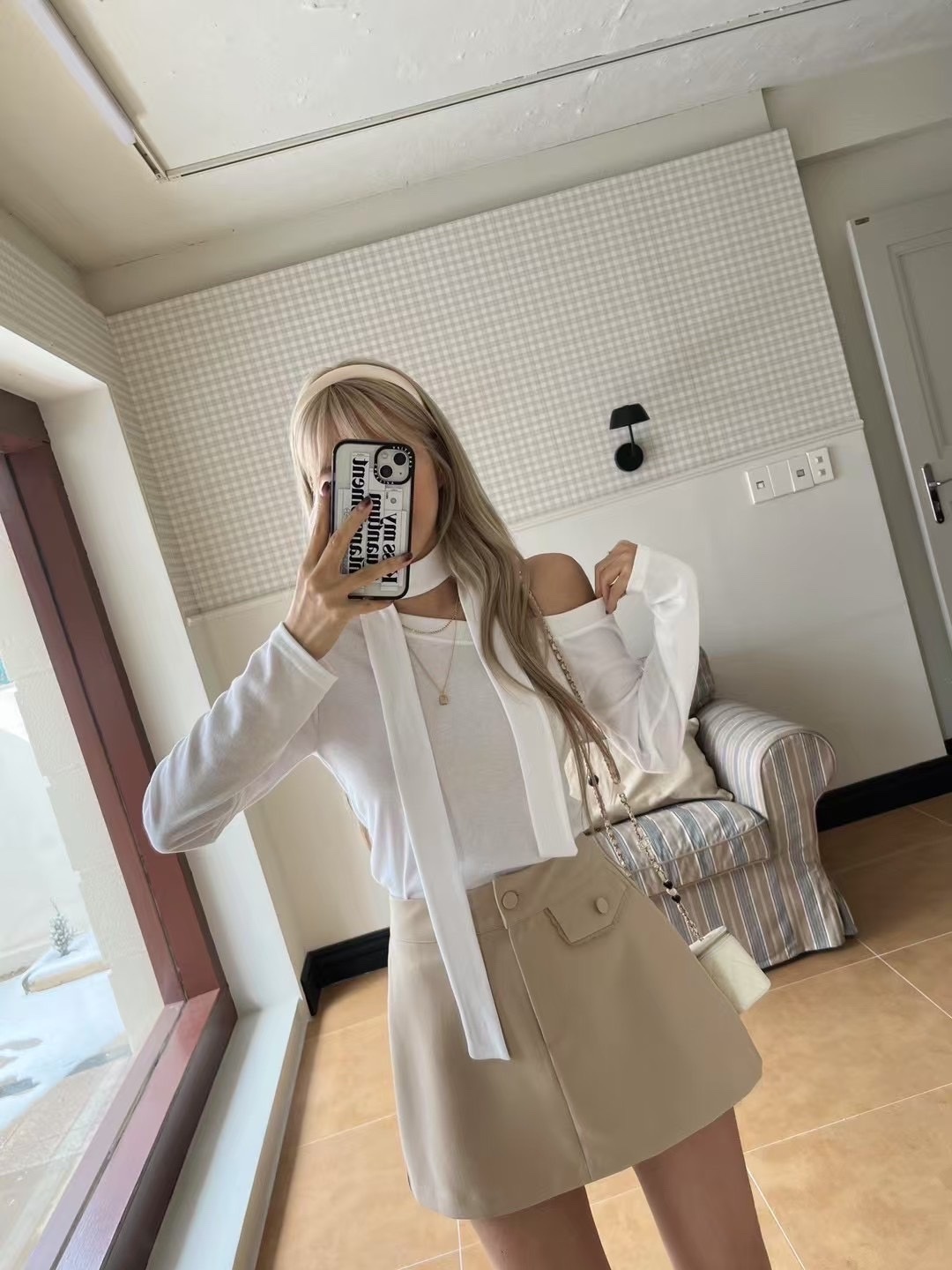 斜肩綁帶設計🍦🤍