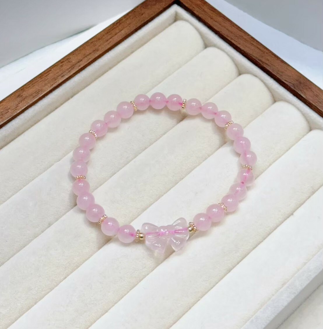 蝴蝶少女|蝴蝶結粉晶手鍊