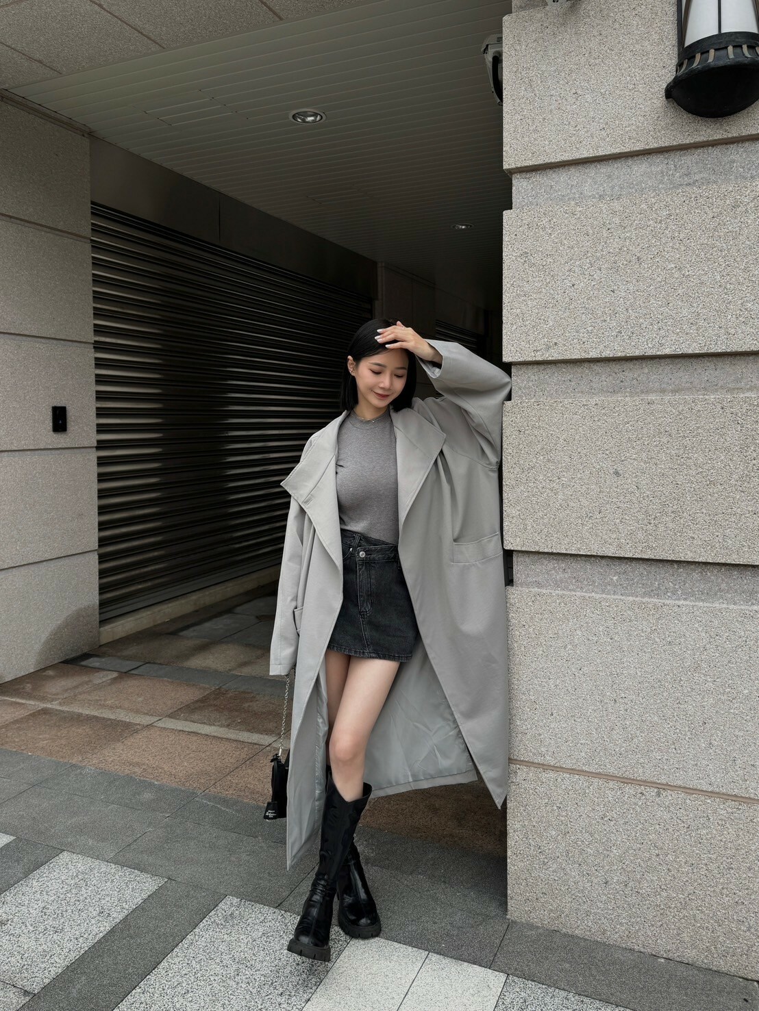 簡約翻領風衣外套