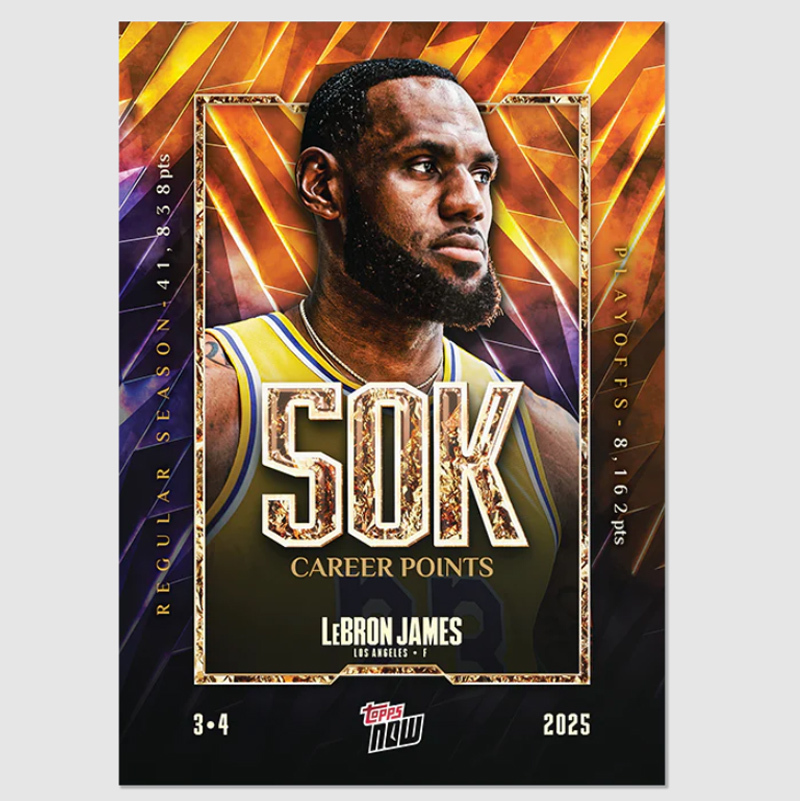 <現貨>Topps Now LeBron James 50000 詹皇五萬分 湖人 小皇帝 紀念卡【TOPPSLJ50K】 LBJ