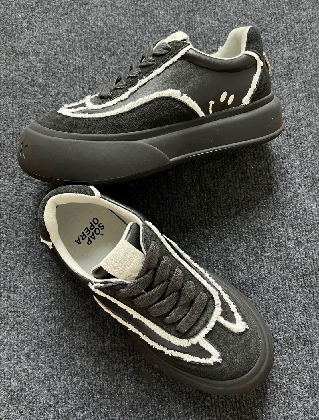 【代購】SOAP OPERA 大頭鞋 開口笑 厚底鞋 解構 休閒鞋 黑騎士 #AESPA寧寧同款 SOUSC3239041