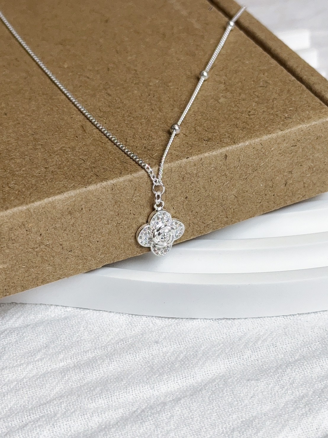 山城玫瑰|幸運玫瑰花純銀項鍊