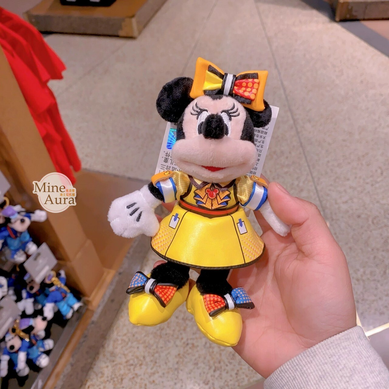 彩色慶典街頭派對系列 米妮 Minnie 絨毛 鑰匙圈 吊飾 -上海迪士尼樂園