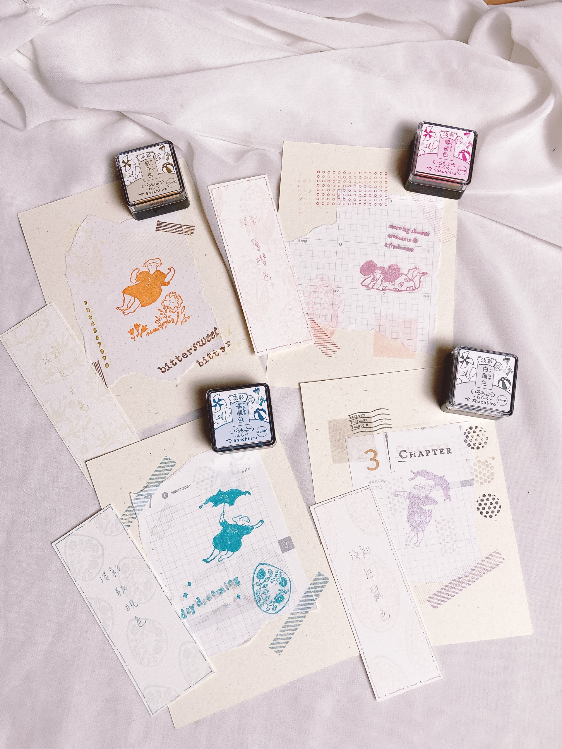 Shachihata｜文具女子博限定色 淡彩 油性速乾 迷你印台