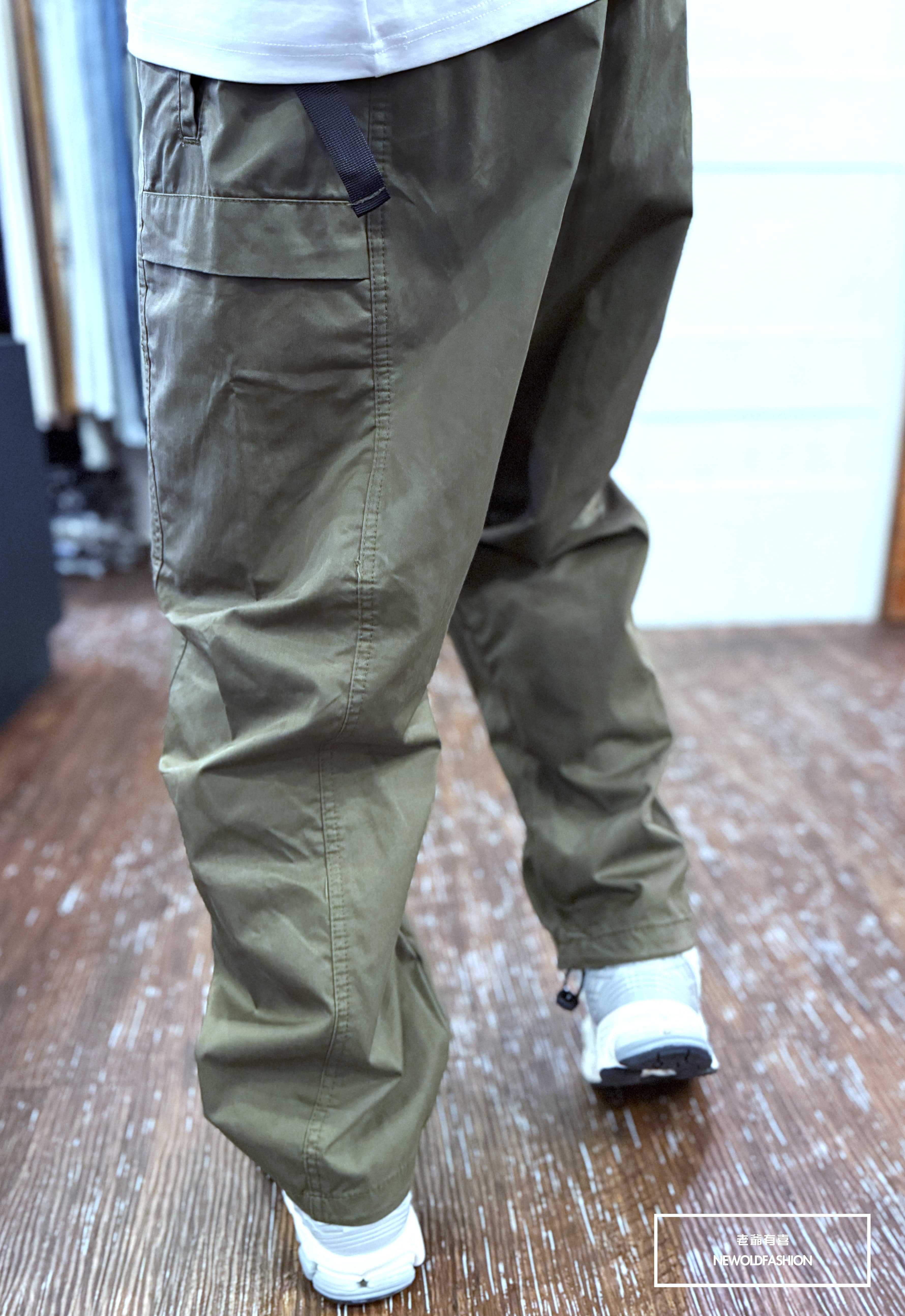 『新品上市』重磅雙側口袋扣環綁帶工裝寬褲-軍綠(NOF25028288)