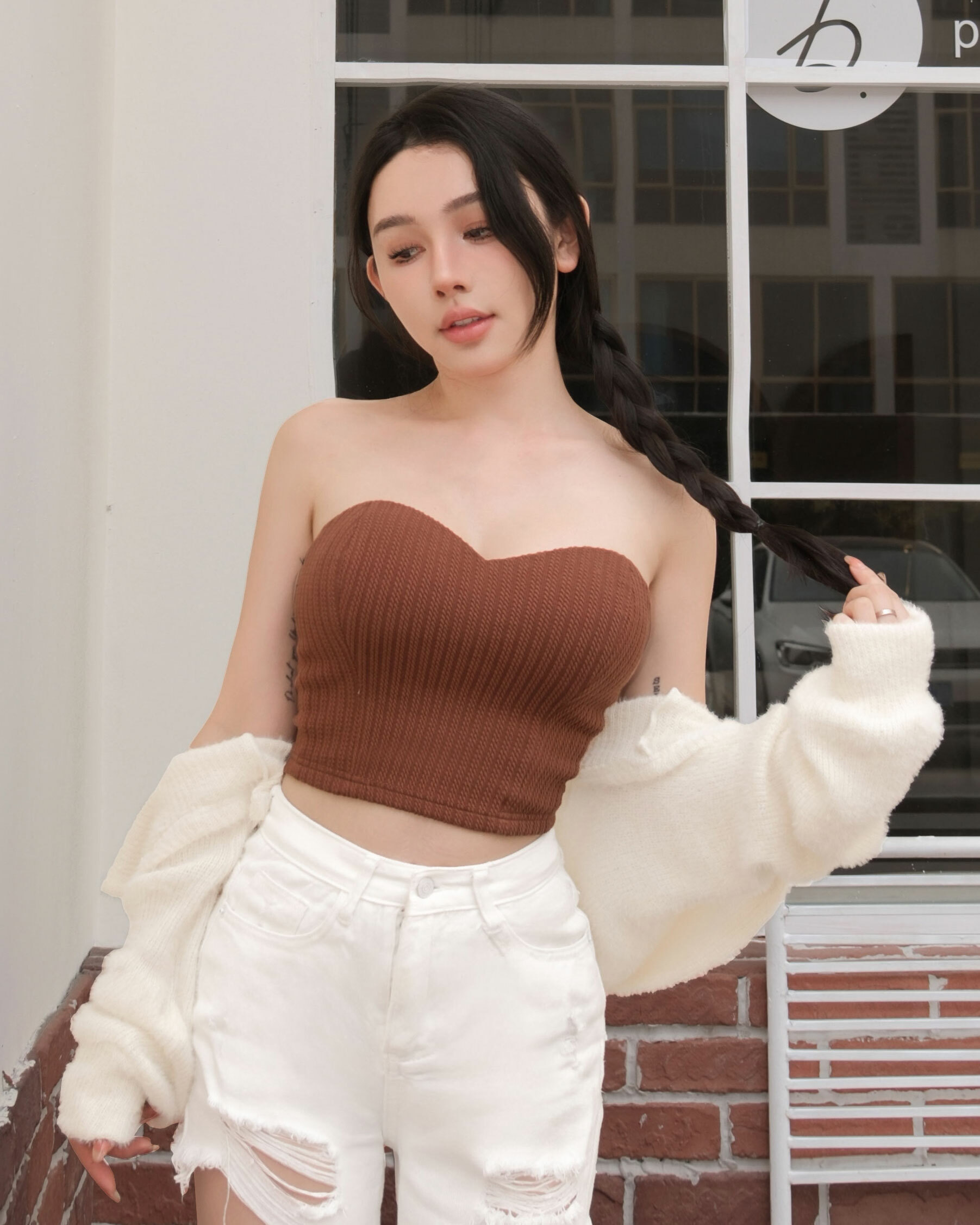 訂製-麻花織紋桃心馬甲