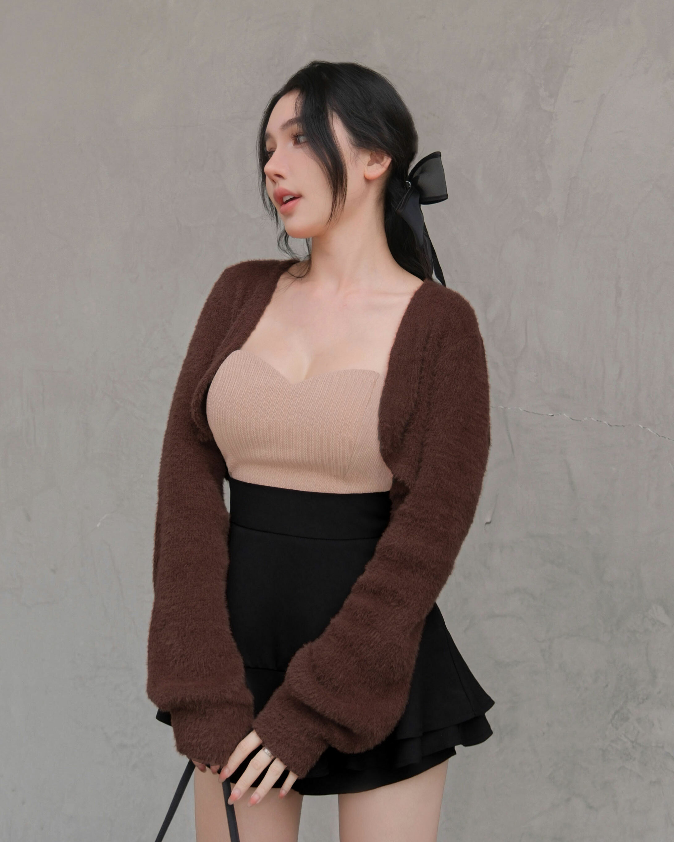 訂製-質感素色毛海短外套