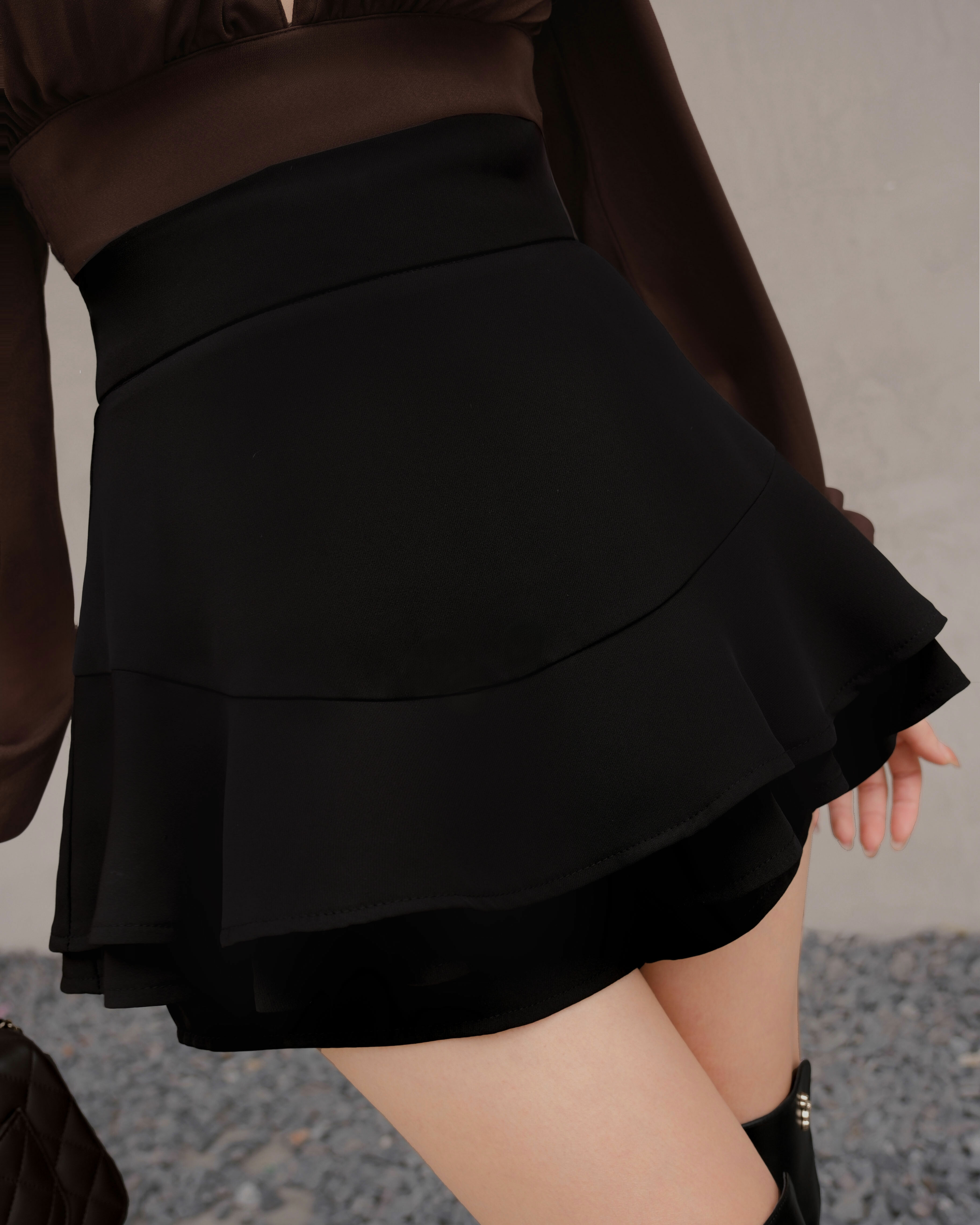 訂製-甜美雙層荷葉褲裙