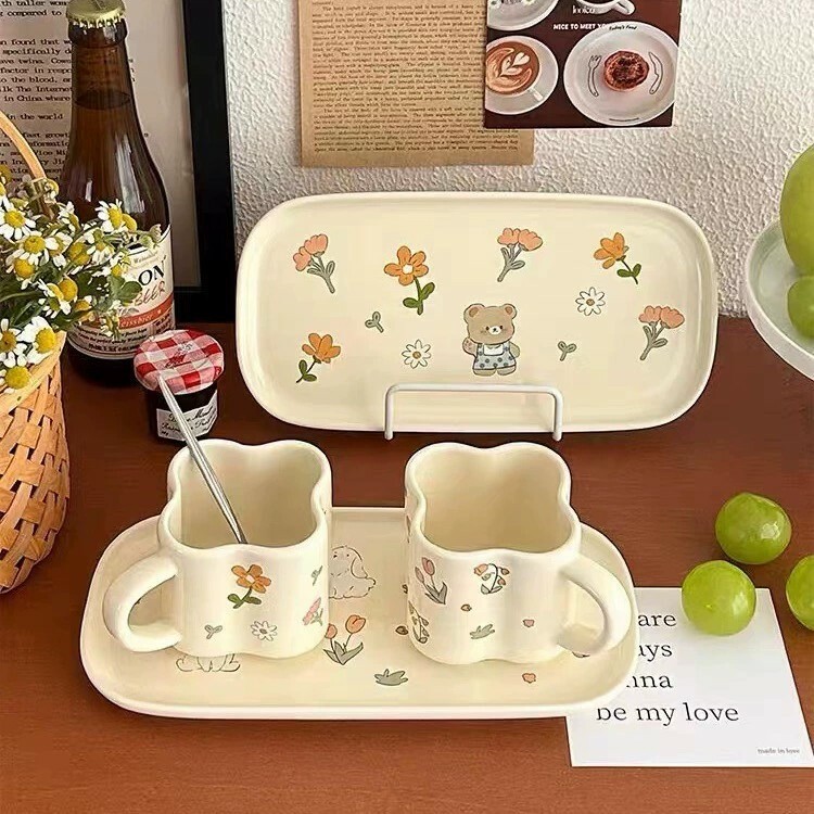 《5747》ins韓風可愛小花園陶瓷杯盤組