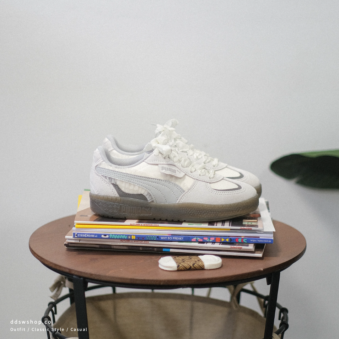 "代購" PUMA PALERMO 珍珠白灰 蕾絲鞋帶 女鞋 401286-01