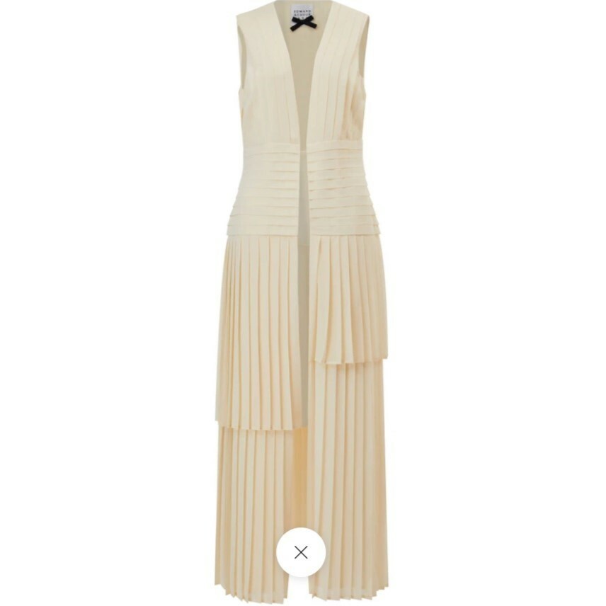 1EA0726-025 EDWARD ACHOUR Multi Asymmetrical Pleats Chiffon Vest Beige #080303/842/03 (C-EU-E)