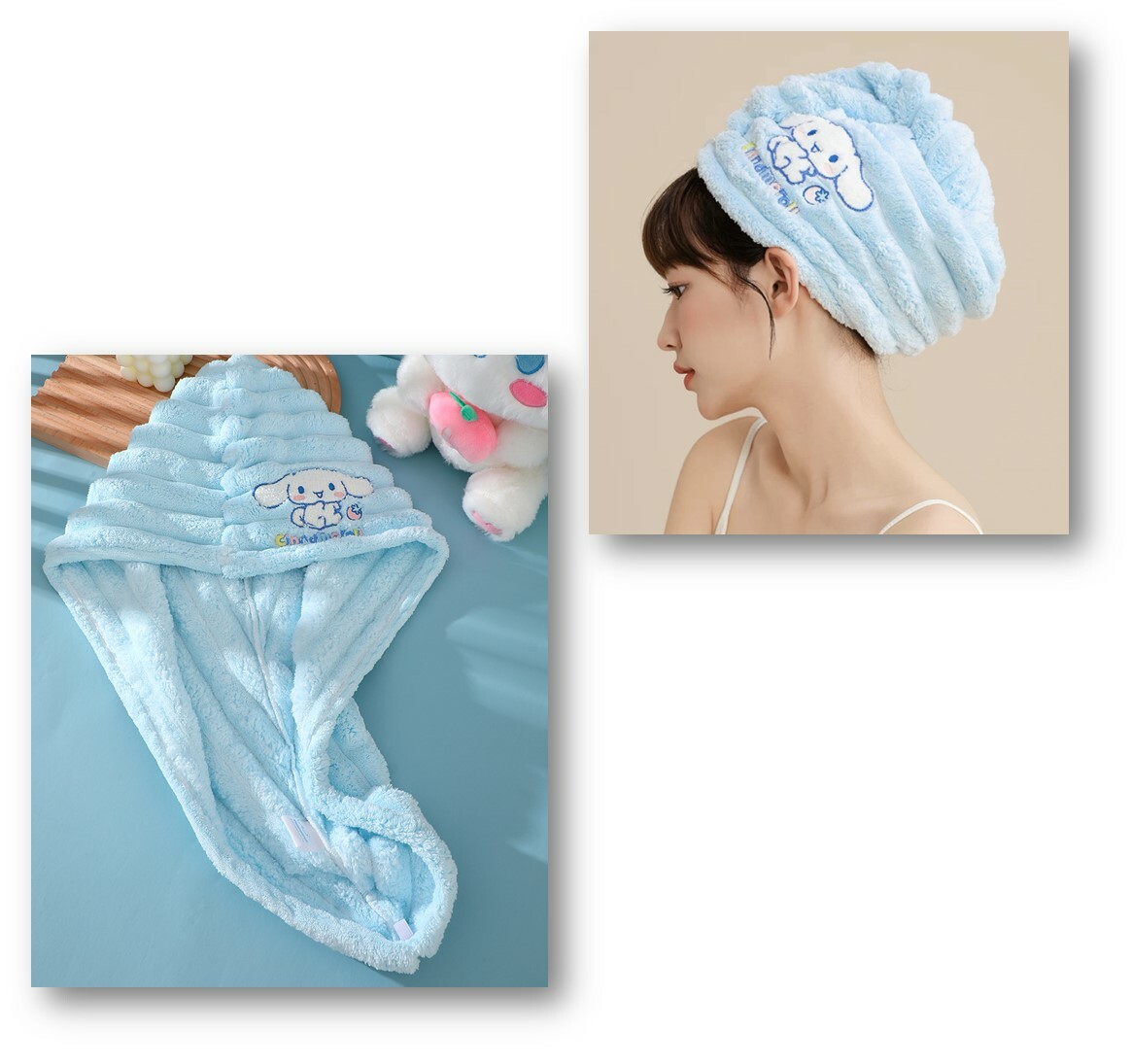 玉桂狗 - Sanrio | 珊瑚絨乾髮帽 | 乾髮巾