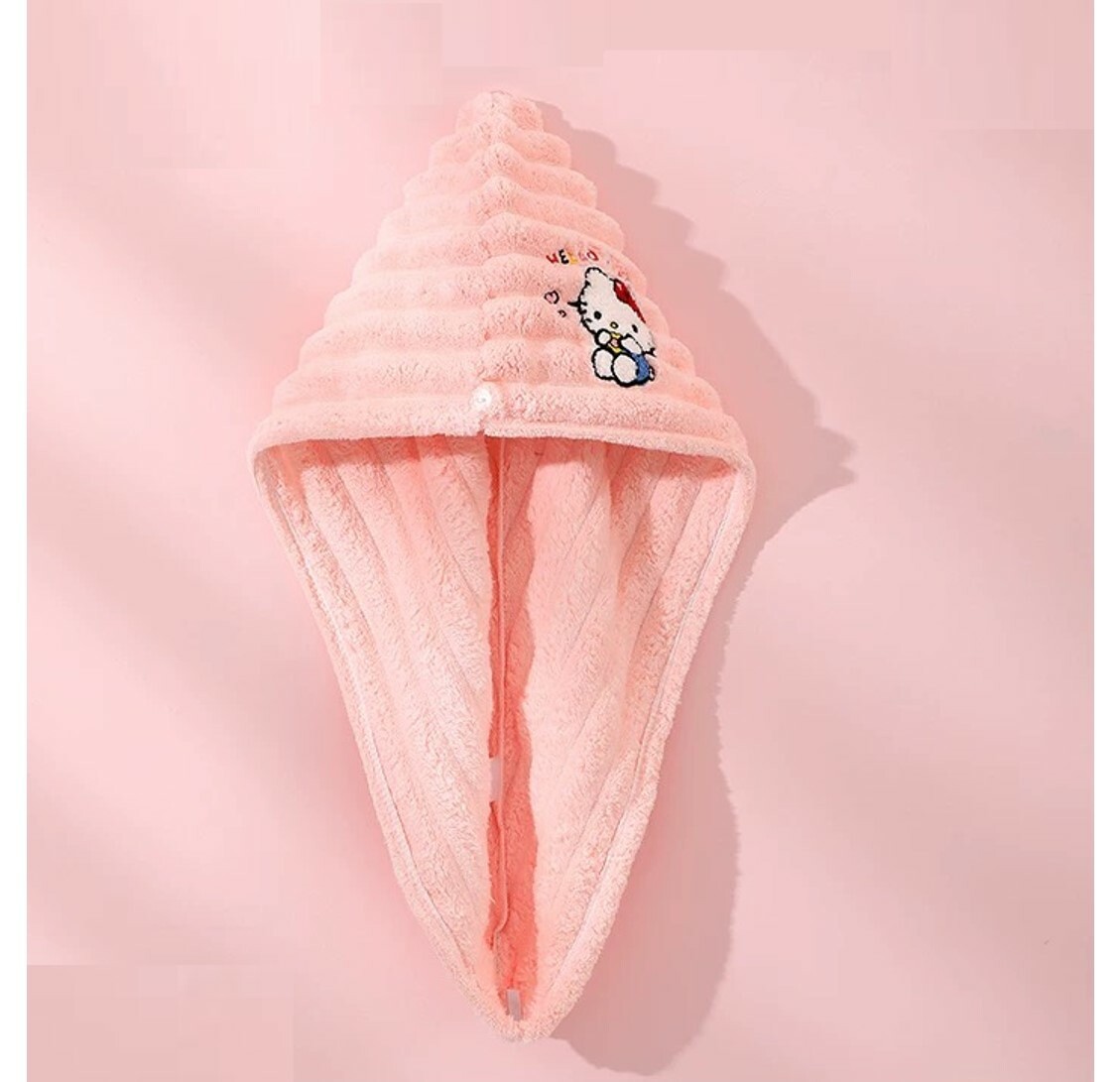 Hello Kitty - Sanrio | 珊瑚絨乾髮帽 | 乾髮巾