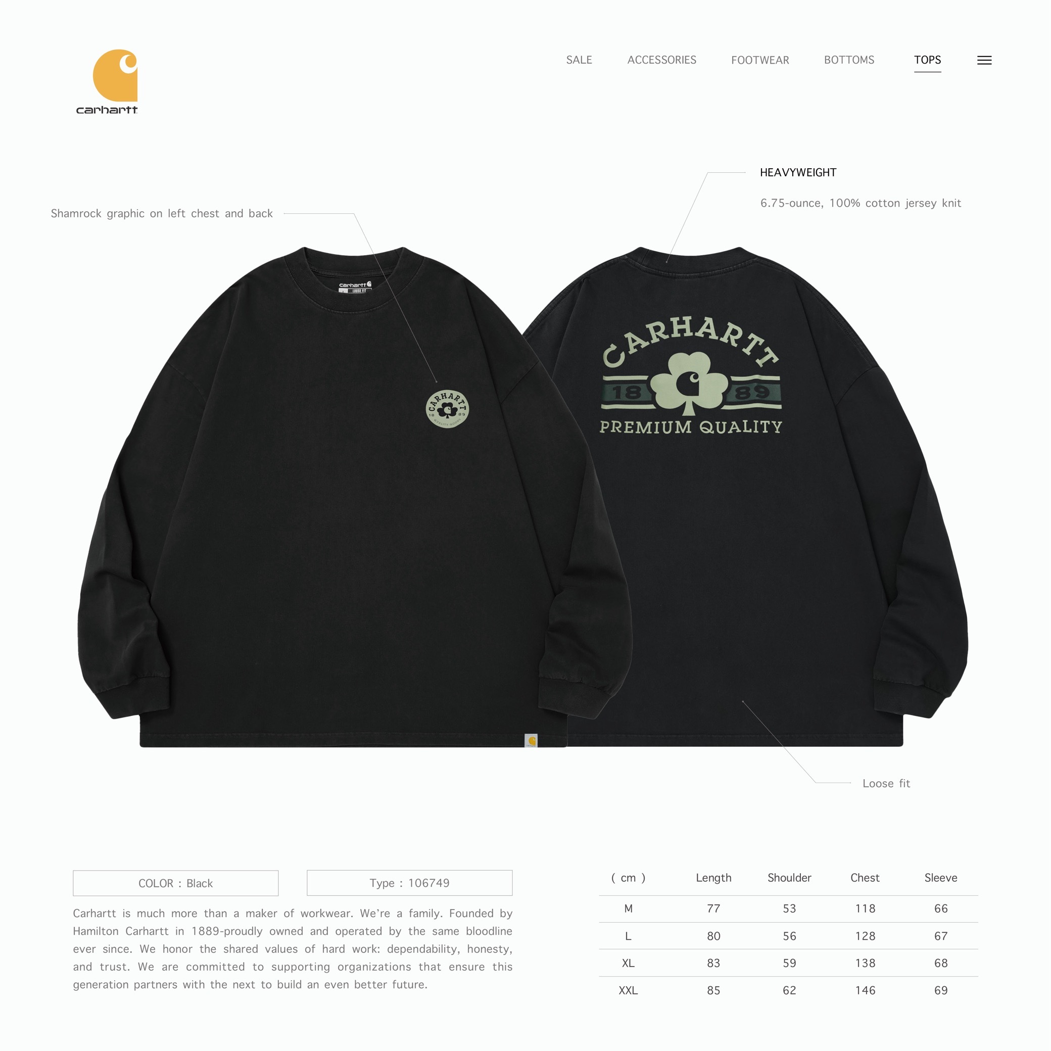 Carhartt - 106749 Loose Fit Heavyweight Shamrock Graphic Long-Sleeve - Black