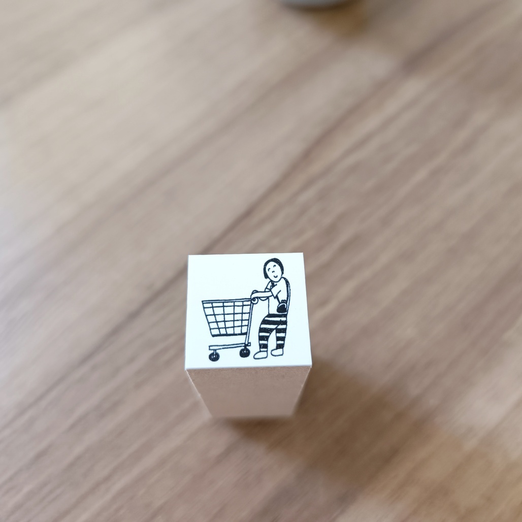 日本AZUNKO．購物車 2.2x2.2cm手帳木頭印章