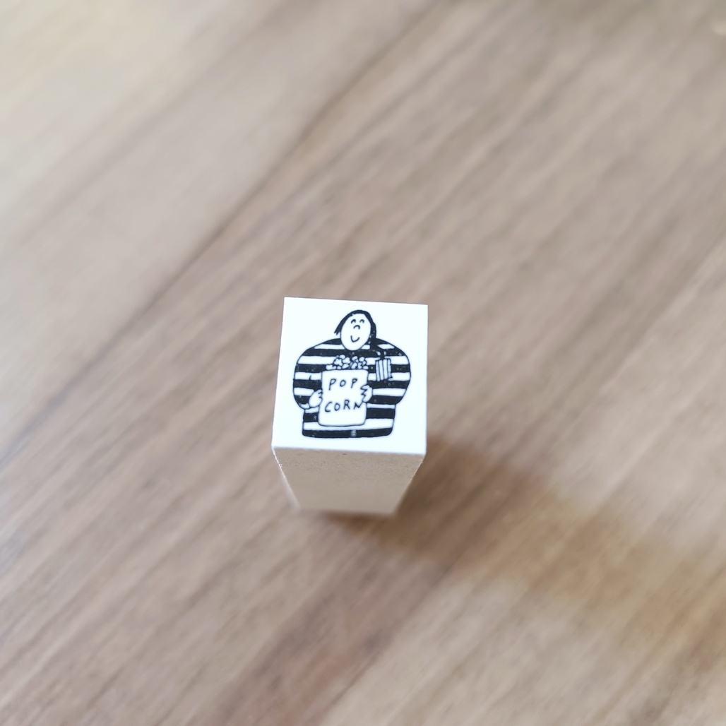 日本AZUNKO．看電影 1.8x1.9cm手帳木頭印章