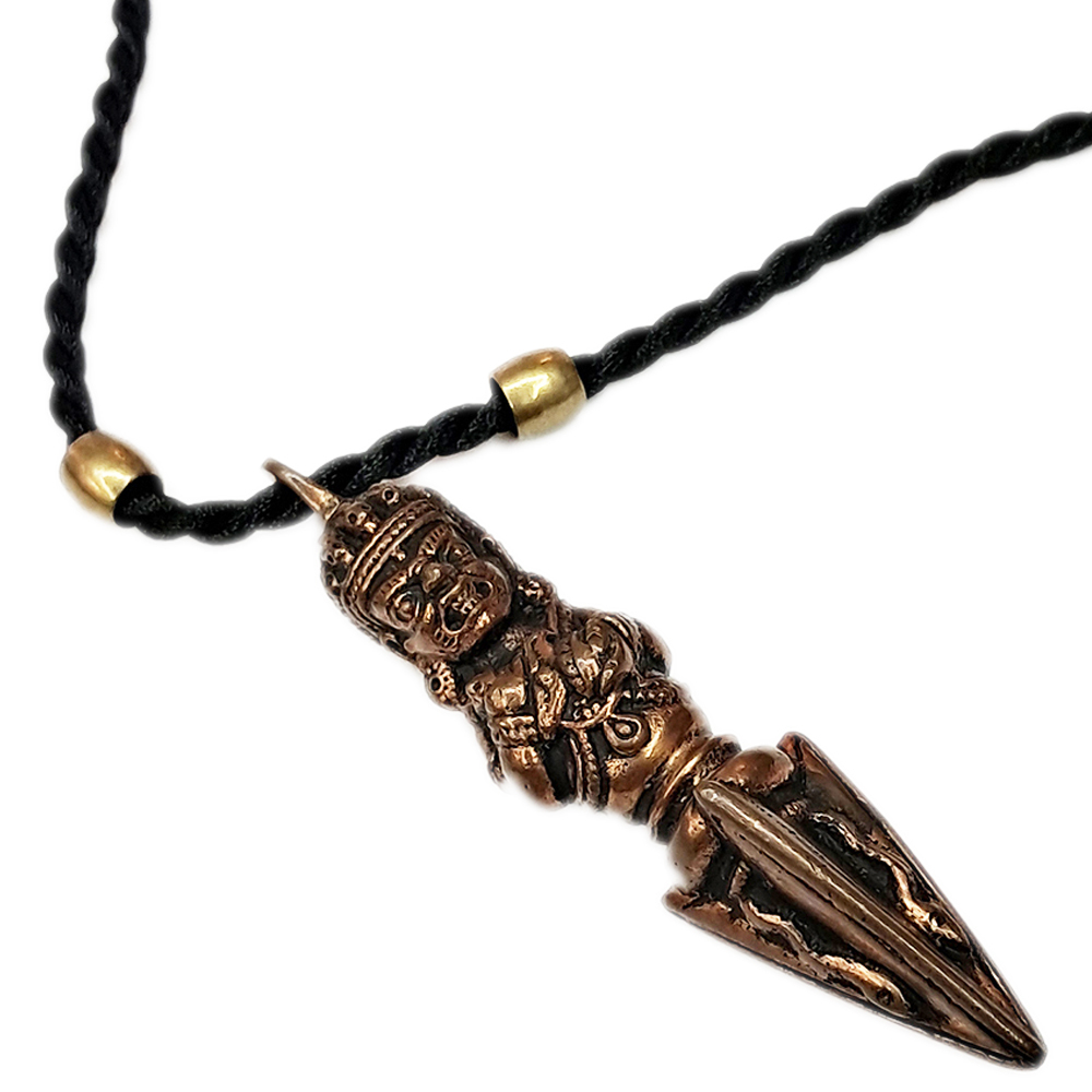 二臂瑪哈嘎拉杵{銅鎏金}黑繩項鍊【十方】141594
