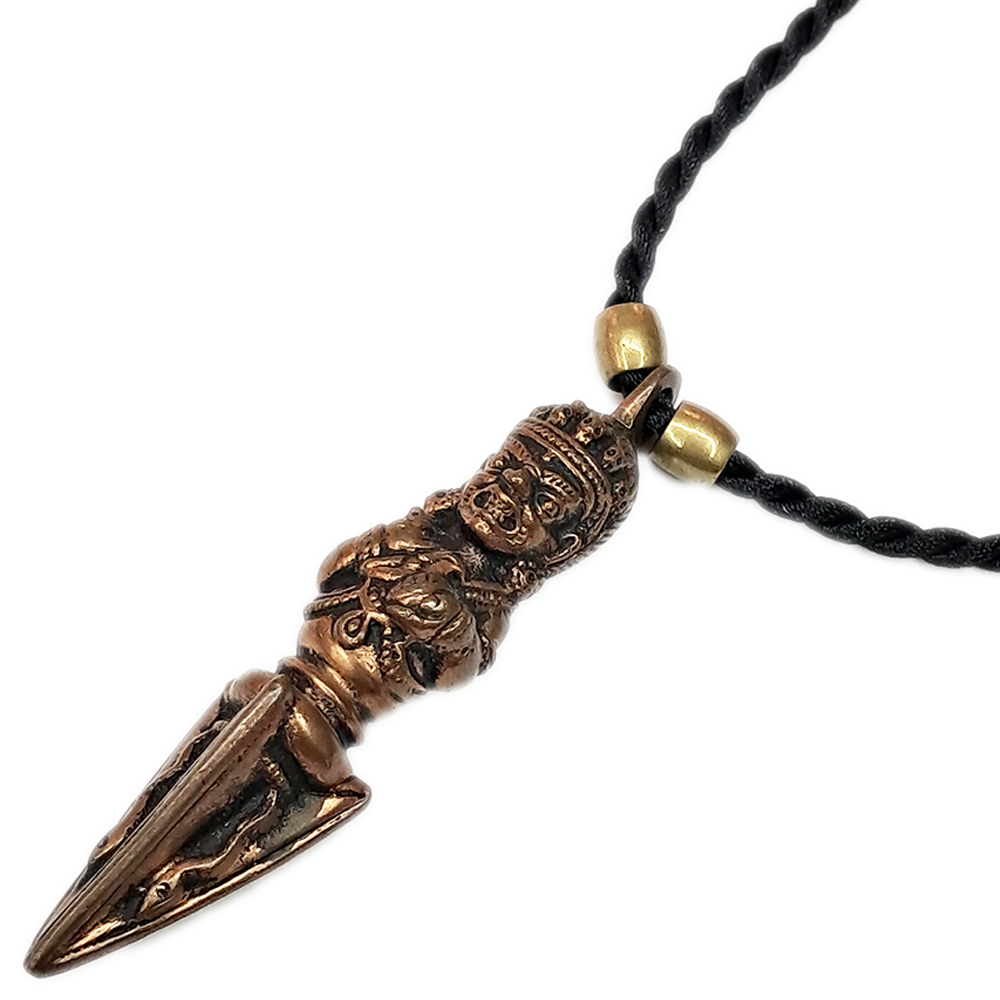 二臂瑪哈嘎拉杵{銅鎏金}黑繩項鍊【十方】141594
