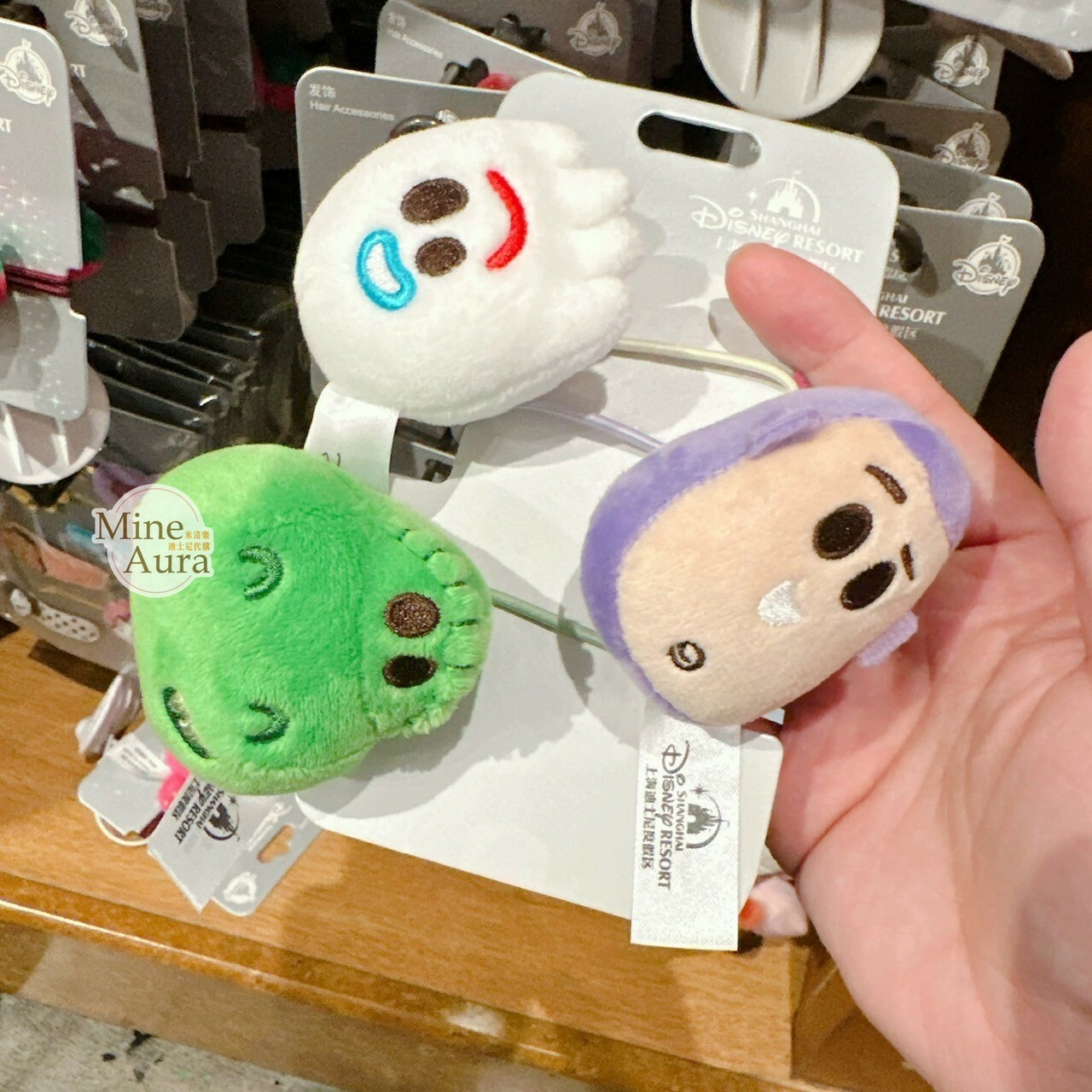 玩具總動員 Toy Story 絨毛大頭 造型 髮束 3入組 髮飾 -上海迪士尼樂園