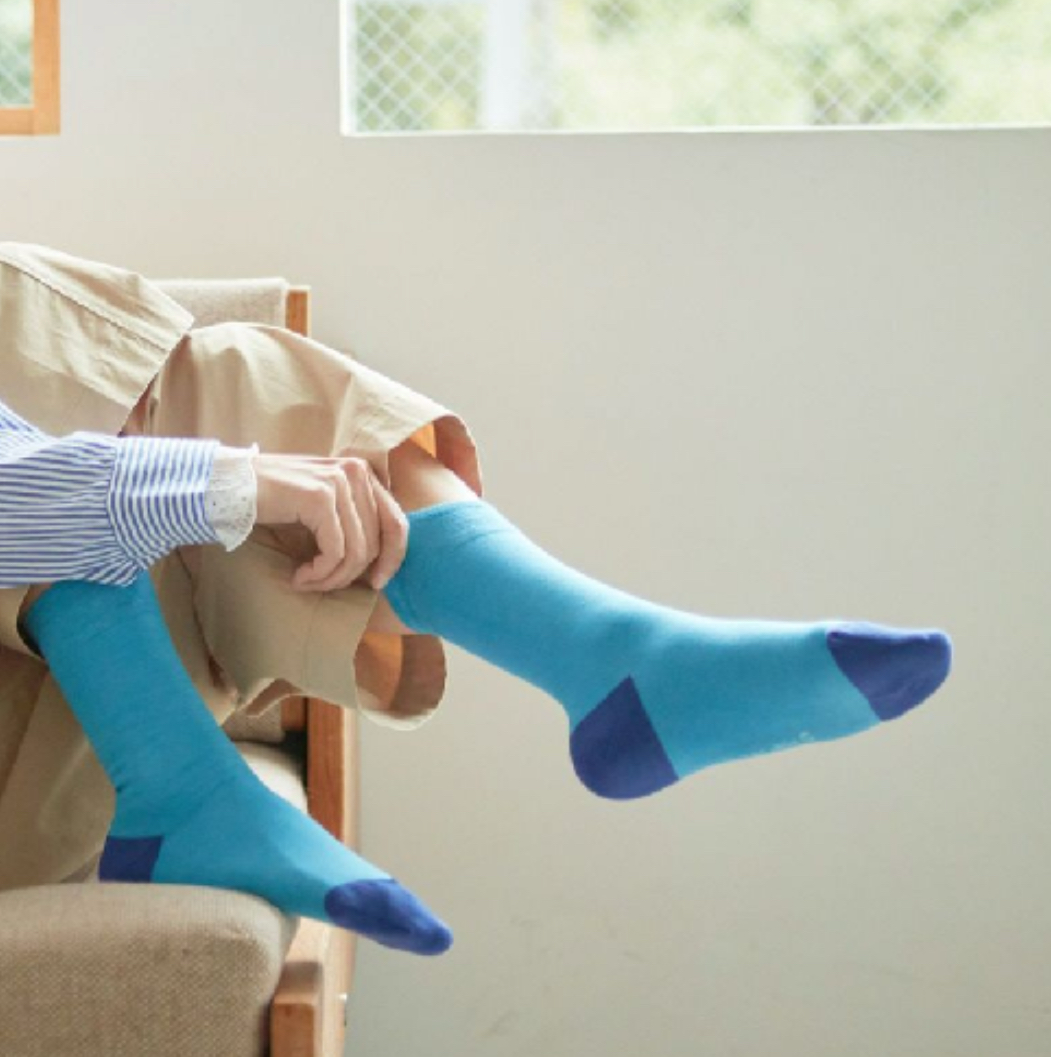 PONT DE CHALONS 絲綢混紡雙色襪子