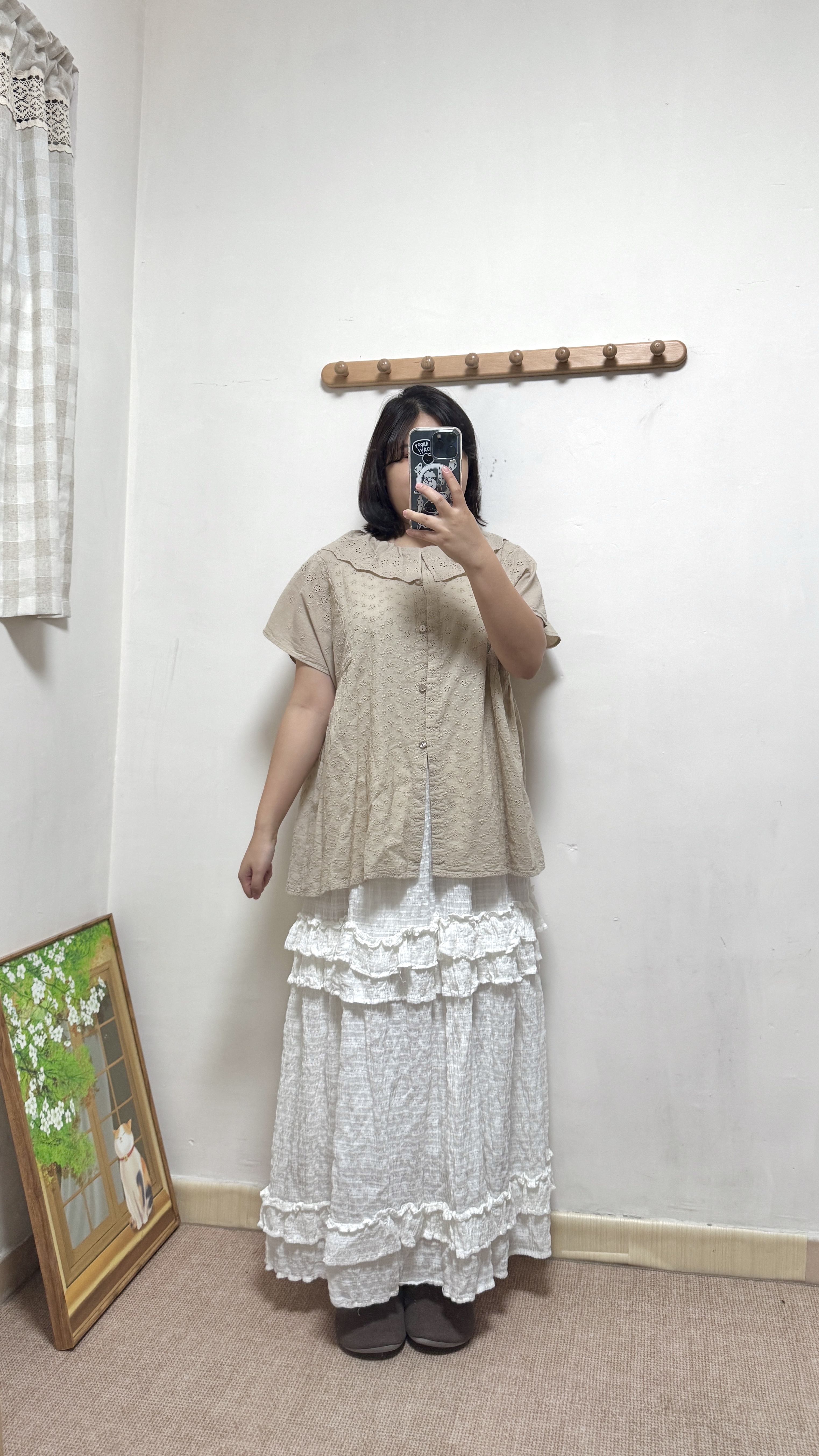 荷葉領2way翼袖通花Top