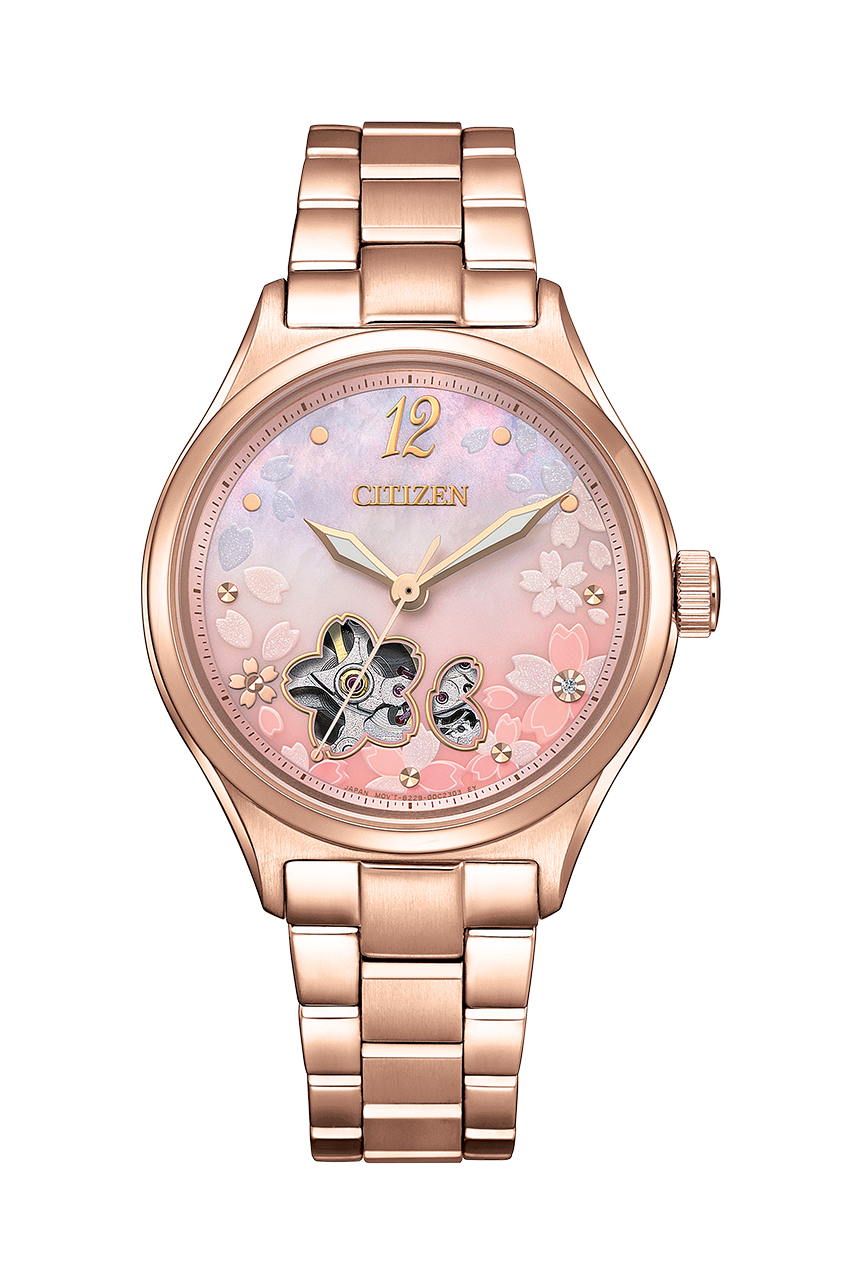 CITIZEN 星辰 Watch Limited Edition Mechanical Watch Open Heart Waterproof Cherry PC1017-88Y Women's Cherry Blossom Pink 櫻花 限量版機械錶 敞開心扉 防水女士手錶