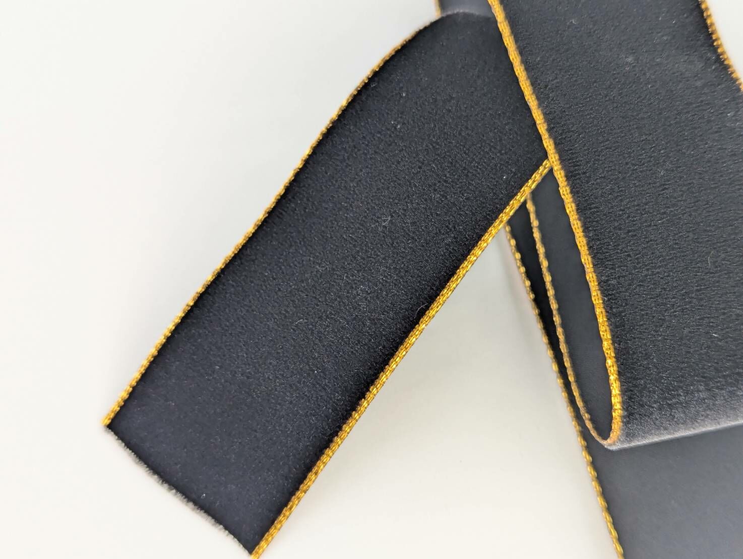 Kuny瑞士天鵝絨帶/黃金織邊_兩種寬度