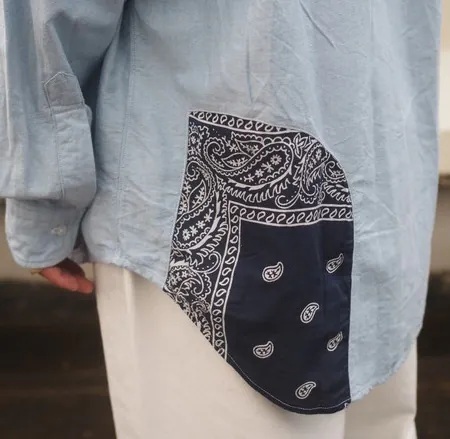 BOWWOW OXFORD BD SHIRTS BANDANNA REPAIRED - BLUE PRE ORDER ITEM (預訂中)