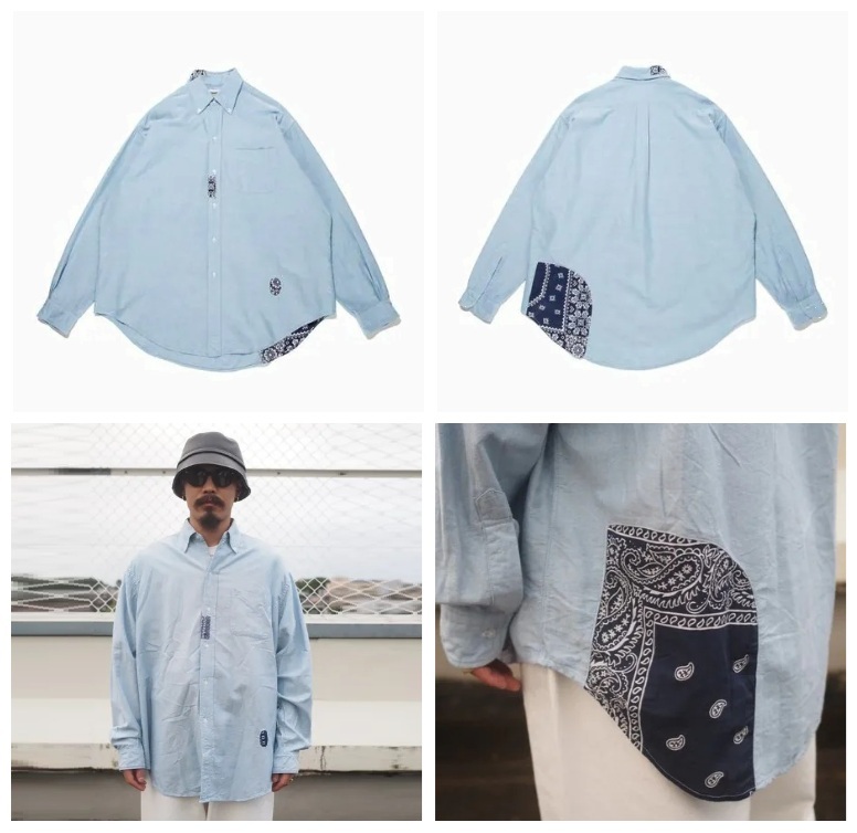 BOWWOW OXFORD BD SHIRTS BANDANNA REPAIRED - BLUE PRE ORDER ITEM (預訂中)