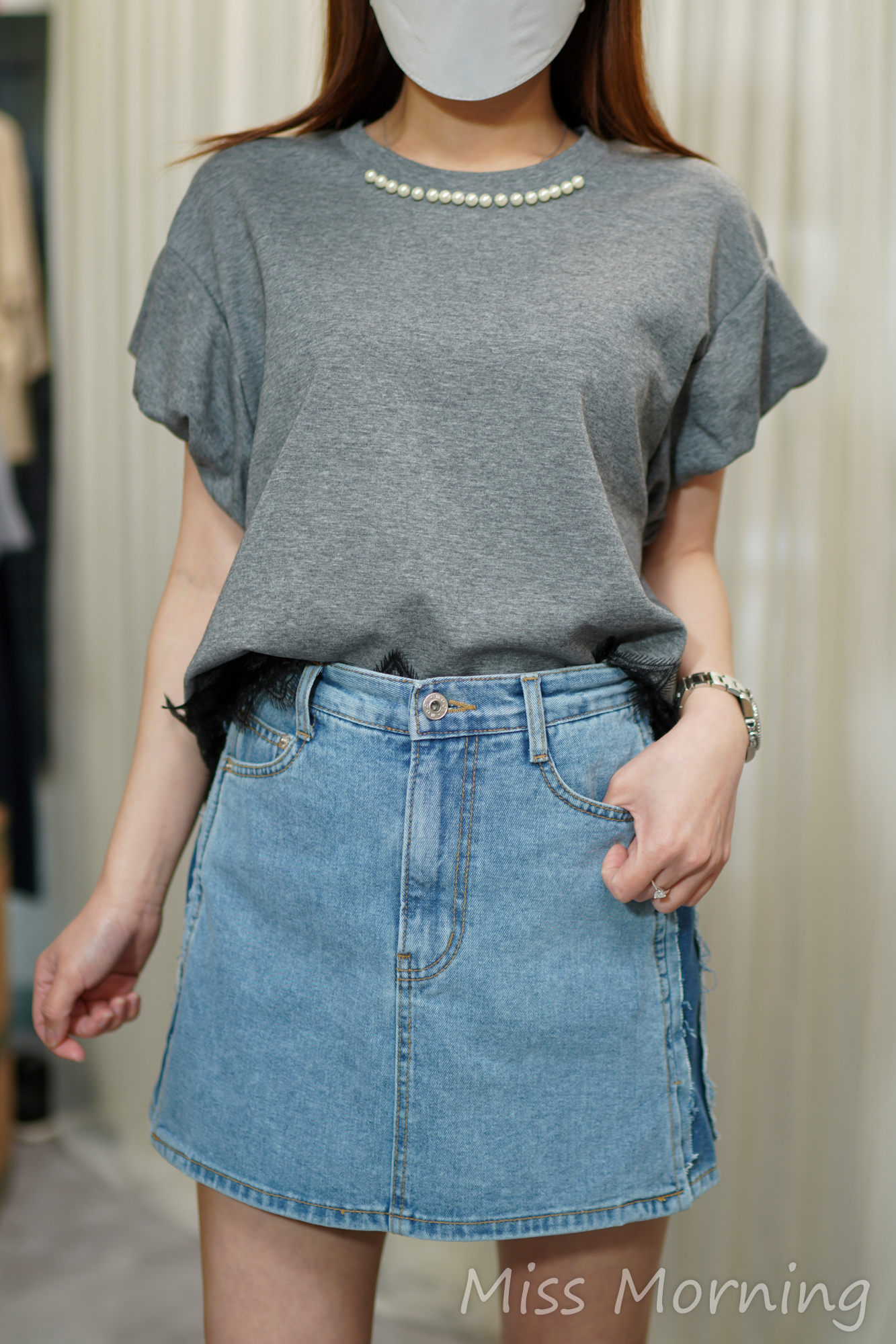 釘珠領lace腳靚棉tee(14457)