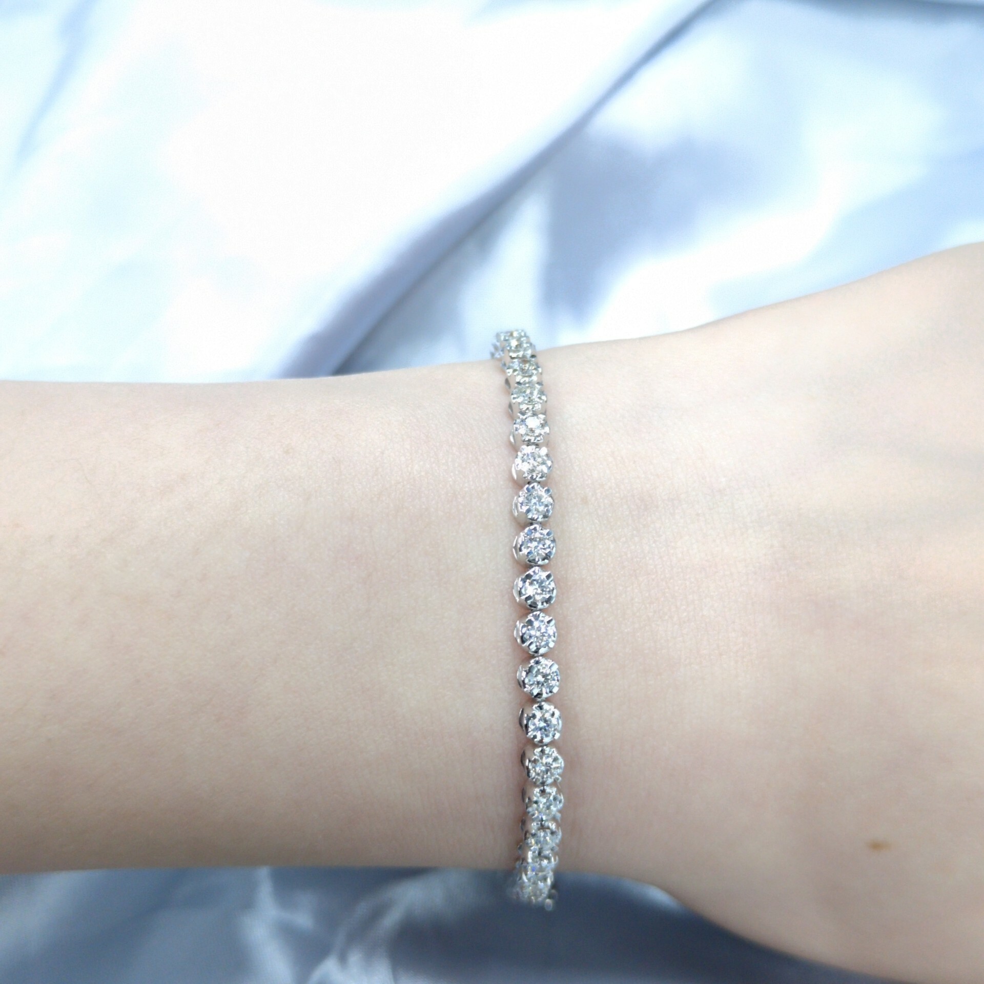 全新18K白金2卡鑽石手鍊