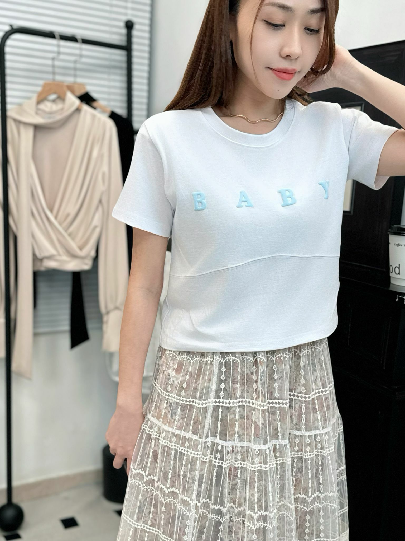 TOP#6938 🤍韓模短Tee