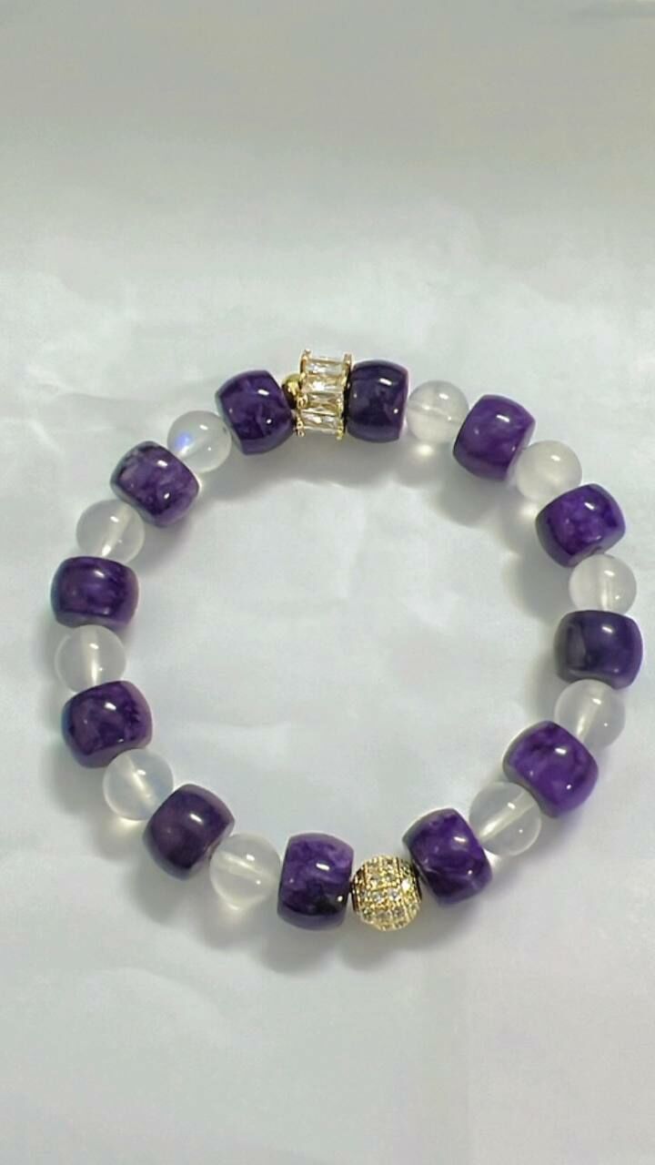 [S] GEMZ & CO ZBA CUSTOMISED JIU ZI LI HUO SERIES BRACELET, CHAROITE, Y125 (Y125)