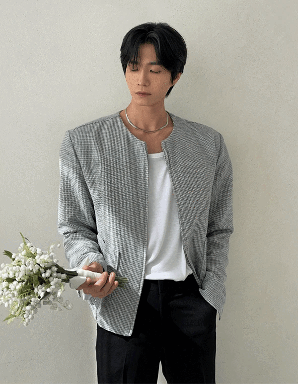 粗花呢圓領小香開襟衫夾克