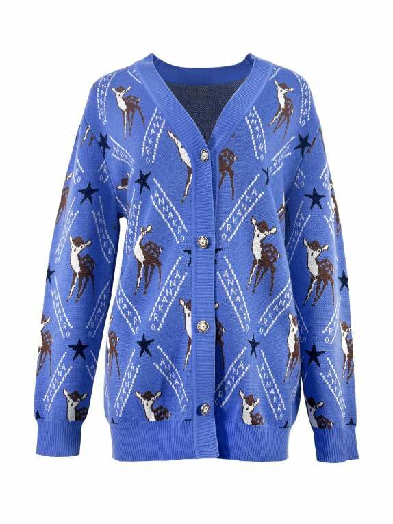 BB1HC238D1 森林夢境小鹿星星圖騰針織開衫 (官網限定)