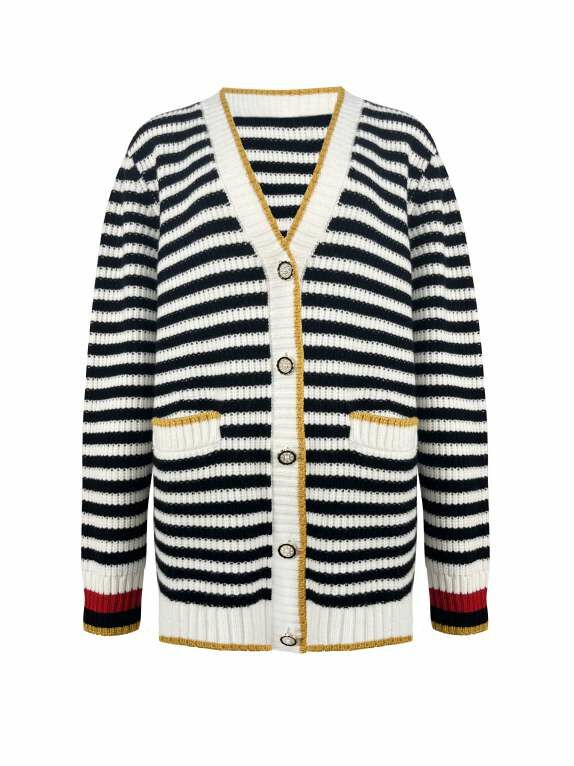 BB1HC227D1 金緣航海條紋針織開衫 (官網限定)