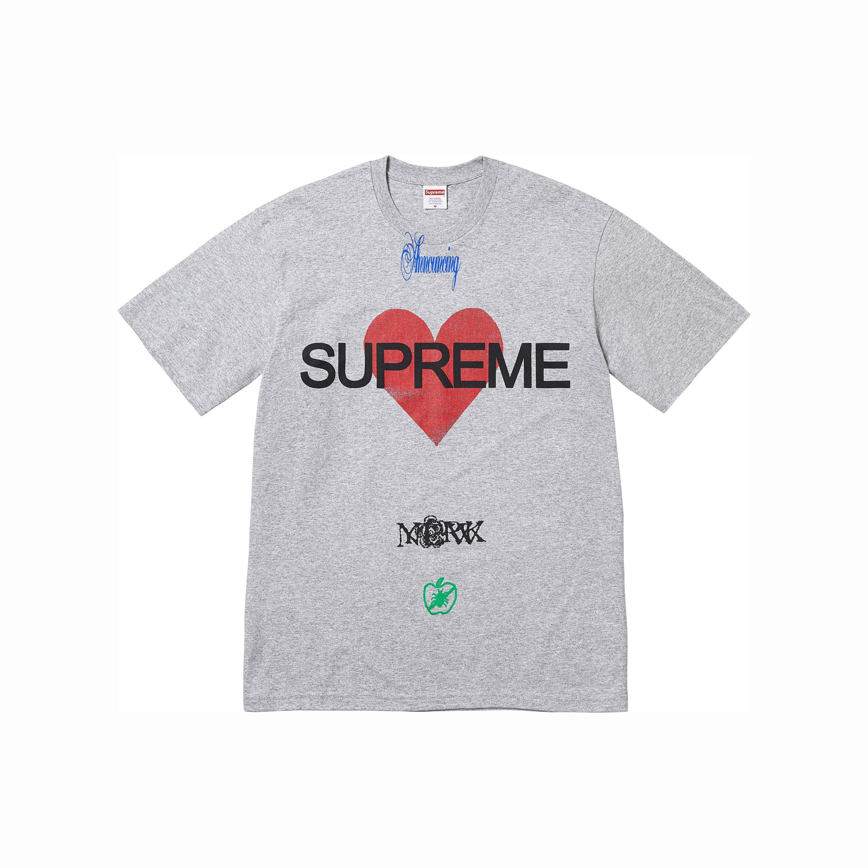 -(B4b02)-SUPREME ANNOUNCING TEE SS25 文字 愛心插圖 短T-SS25T40