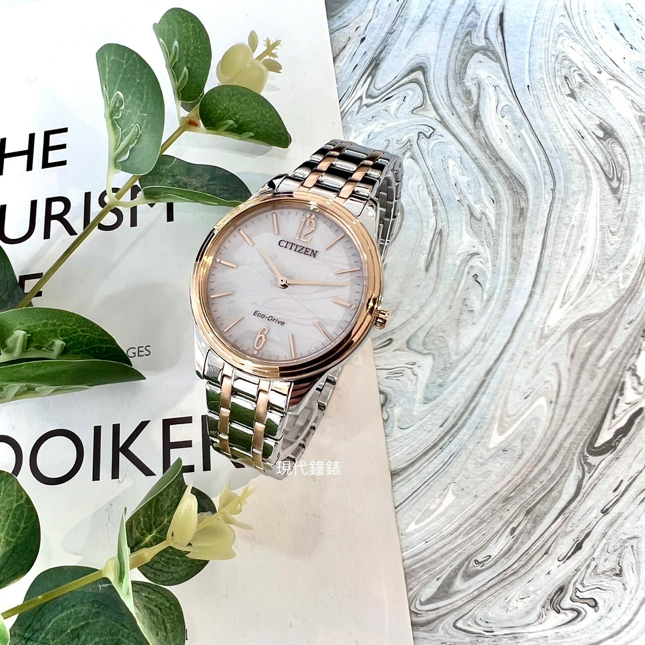 【CITIZEN 星辰】LADY'S系列 雲彩面板光動能腕錶EM0416-78A 34mm現代鐘錶