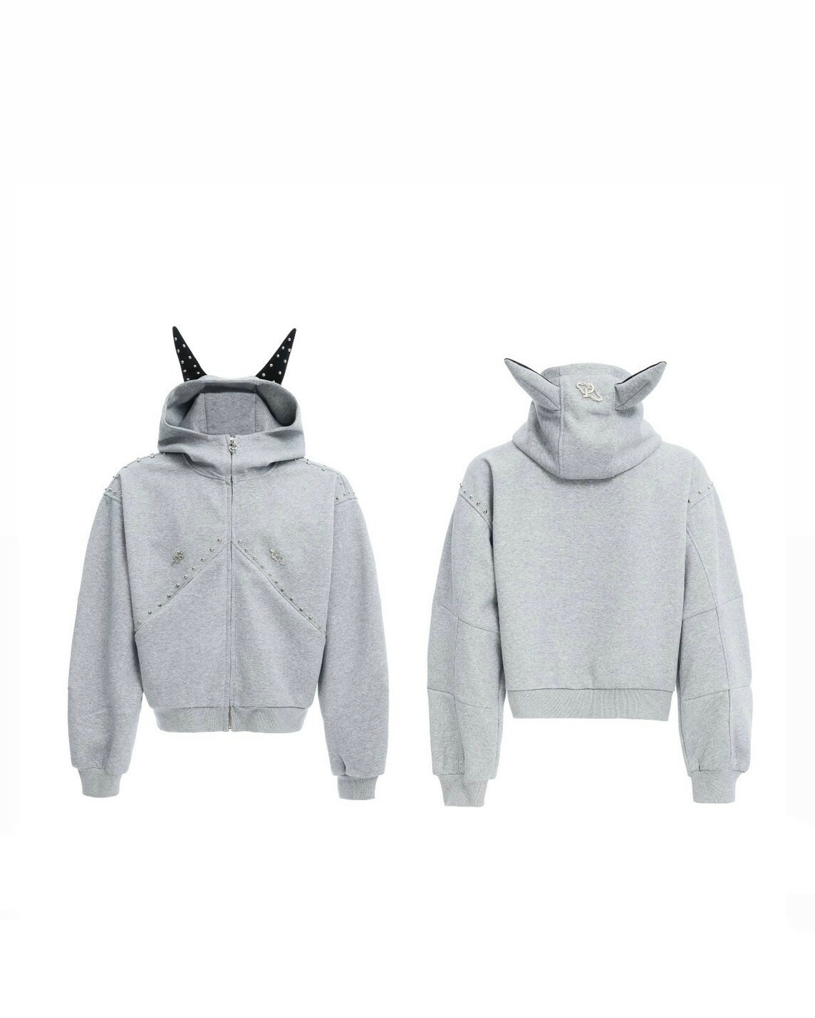 ARGUE 铆丁拼接 杜賓犬 連帽 棉質 #外套