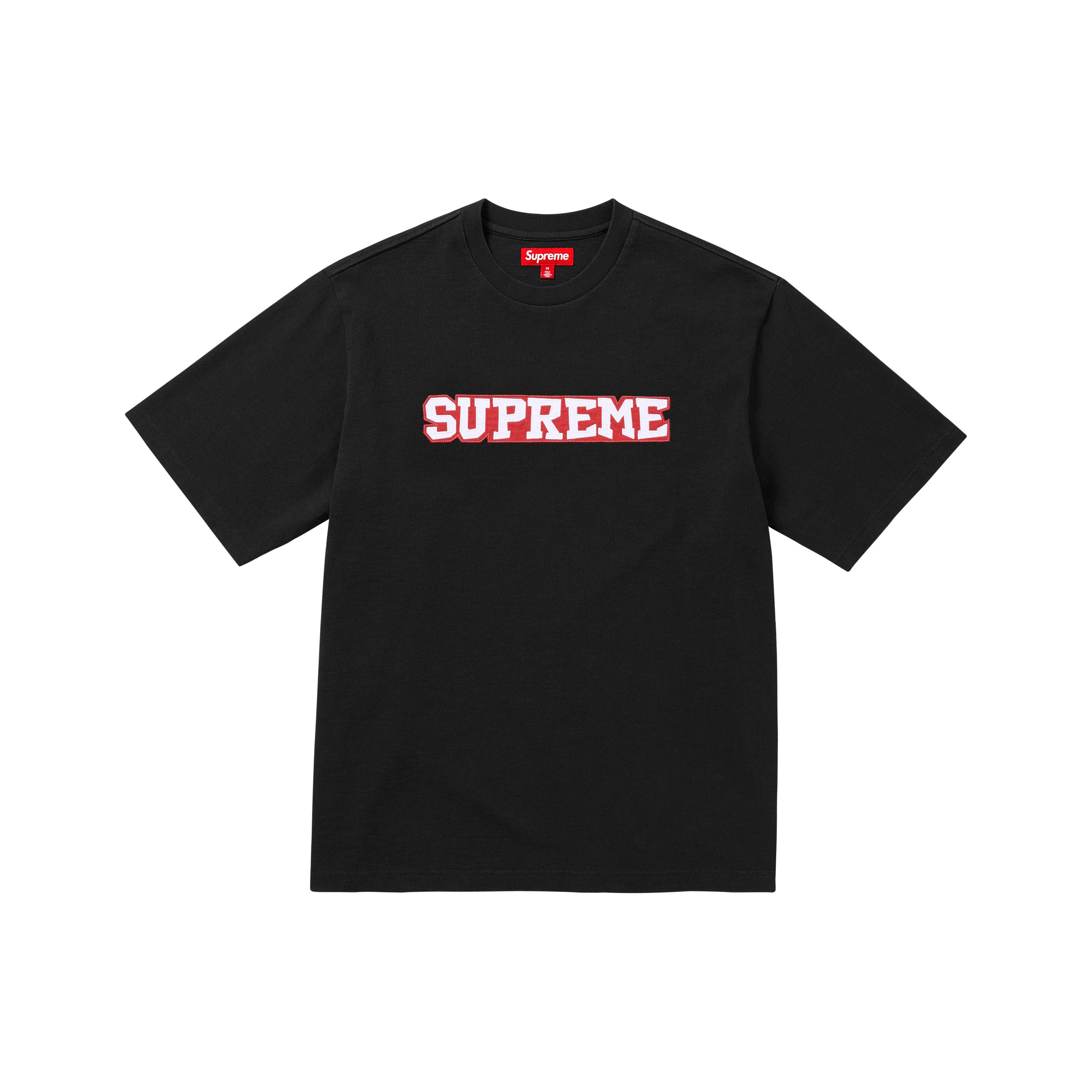 -(B4b02)-SUPREME SATIN APPLIQUE S/S TOP SS25 LOGO 文字 短T 電繡 緞面 布貼-SS25KN18