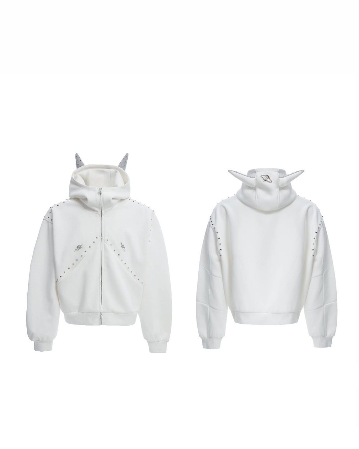 ARGUE 铆丁拼接 杜賓犬 連帽 棉質 #外套